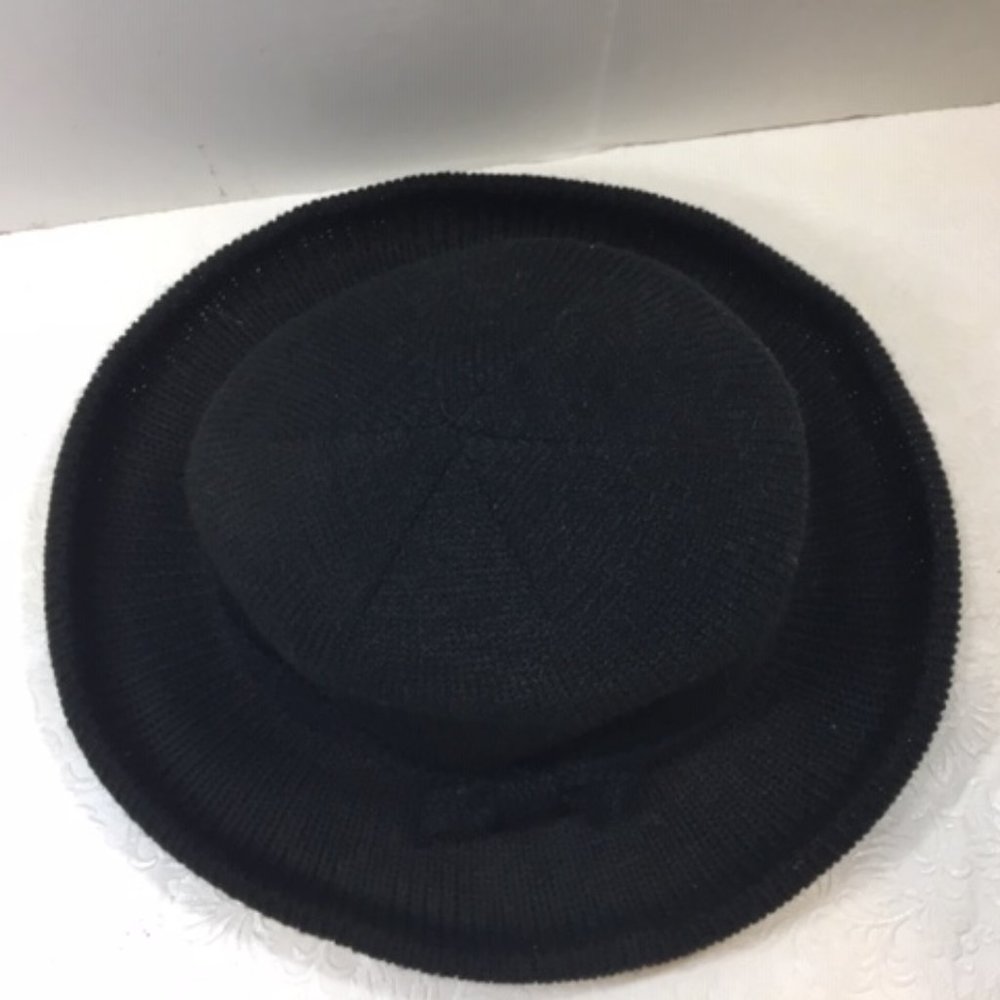 Isotoner Black Knit Sweater Casual Winter Hat Bow on Trim Lined 21" - Picture 5 of 9